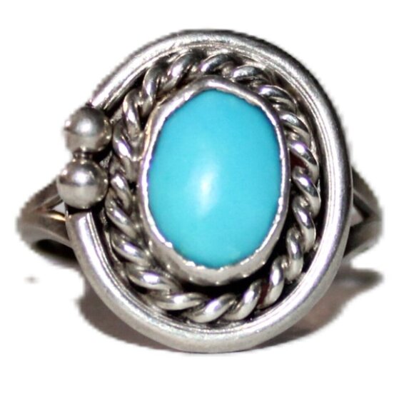 Jewelry - Vintage Sterling Silver South Western Faux Turquoise Ring